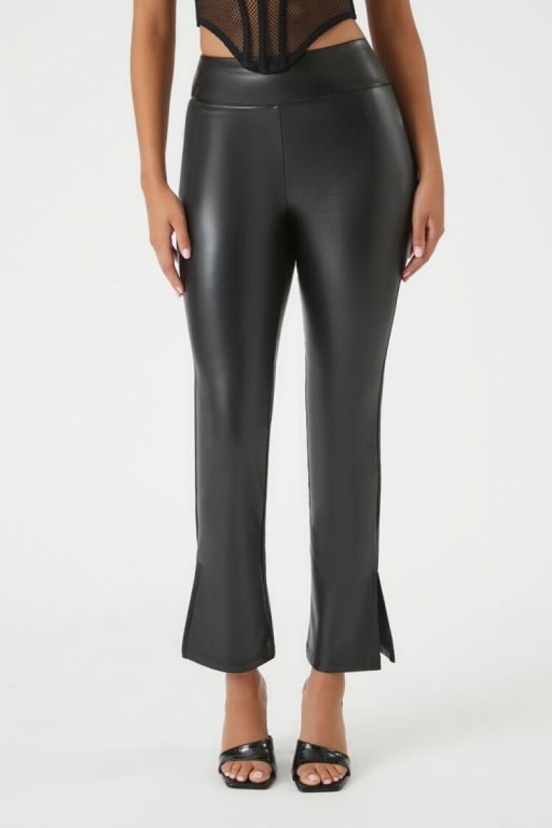 Leggins Forever 21 Faux Cuero Flare Mujer Negras | yRAOBc3mcRM