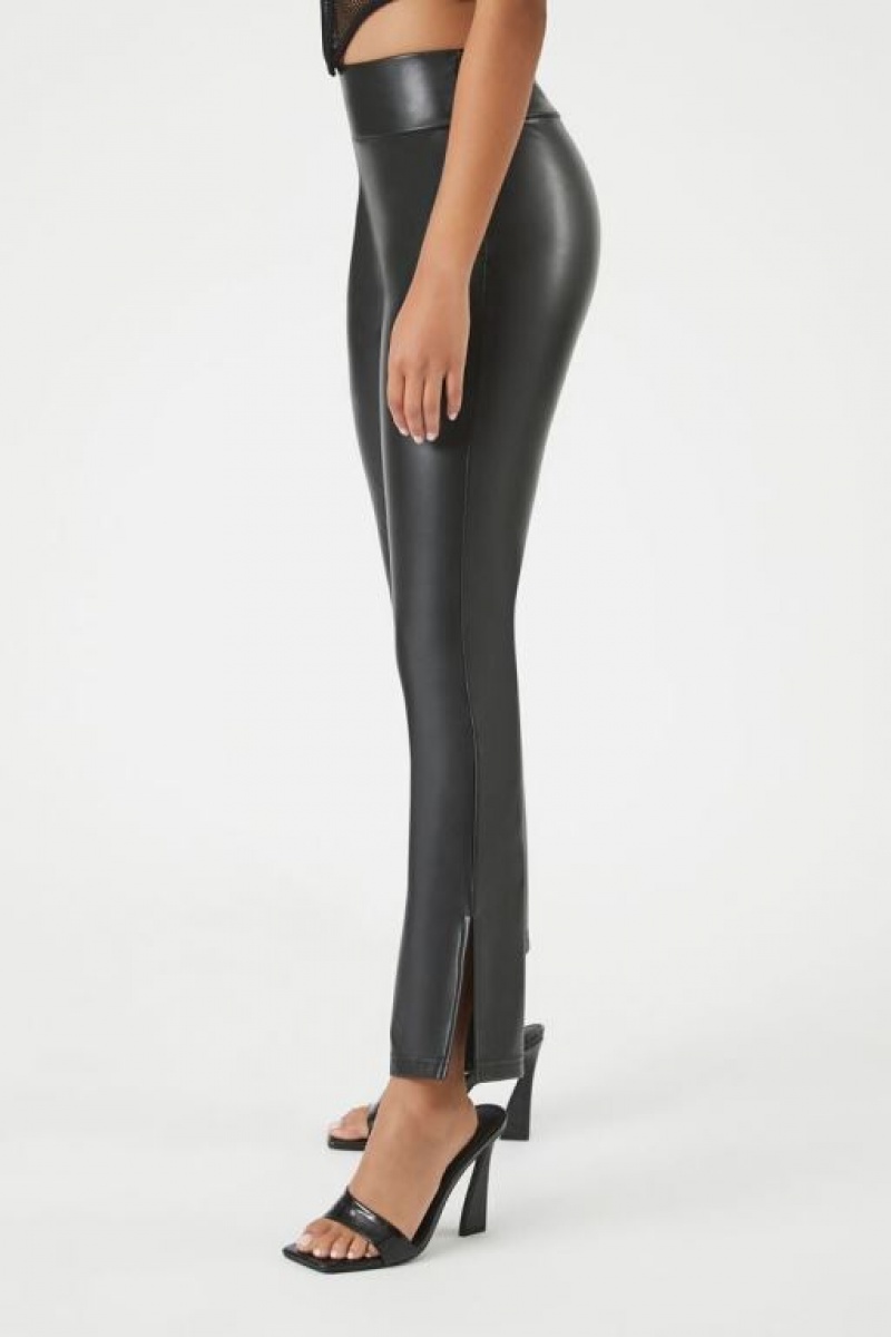 Leggins Forever 21 Faux Cuero Flare Mujer Negras | yRAOBc3mcRM