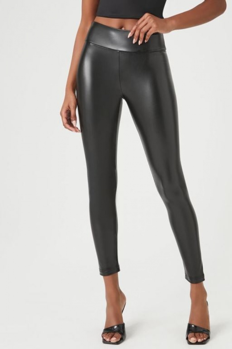 Leggins Forever 21 Faux Cuero High Rise Mujer Negras | wx5DMA7ojLz