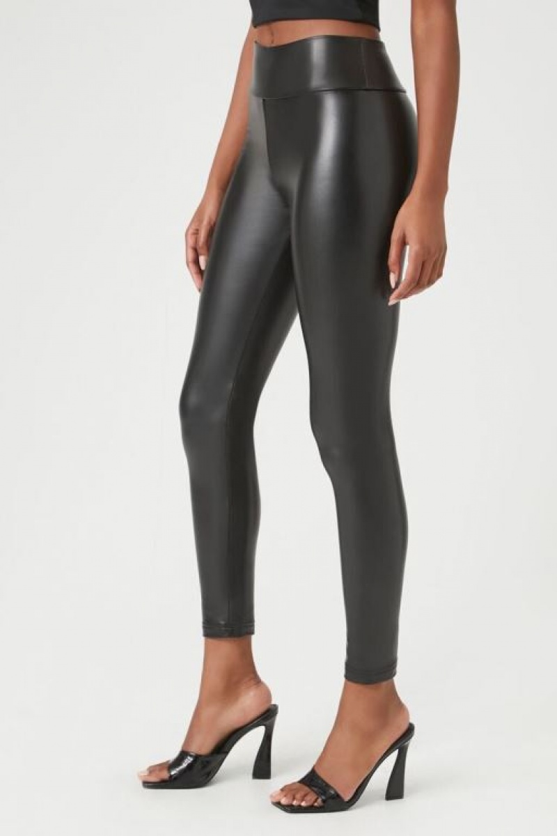 Leggins Forever 21 Faux Cuero High Rise Mujer Negras | wx5DMA7ojLz