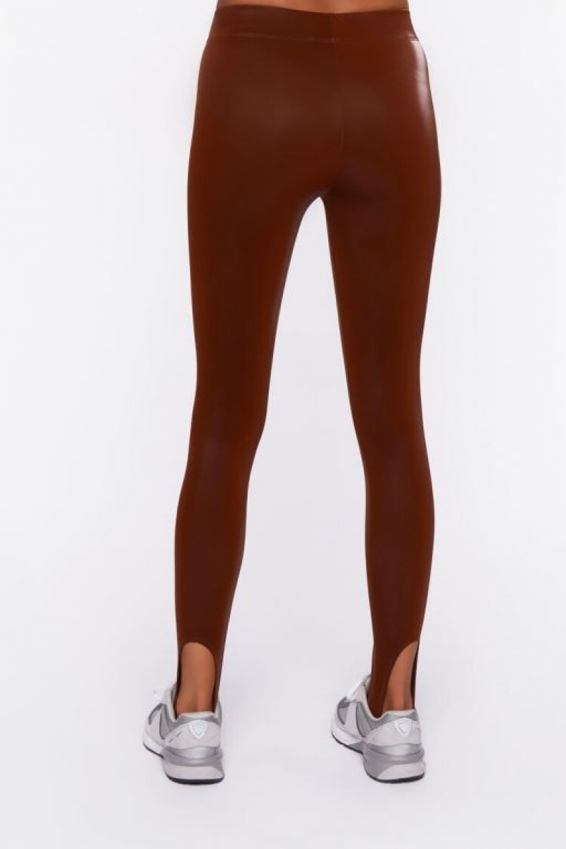 Leggins Forever 21 Faux Cuero Stirrup Mujer Chocolate | 6anctIf5SCh