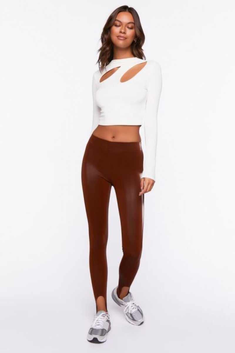 Leggins Forever 21 Faux Cuero Stirrup Mujer Chocolate | 6anctIf5SCh