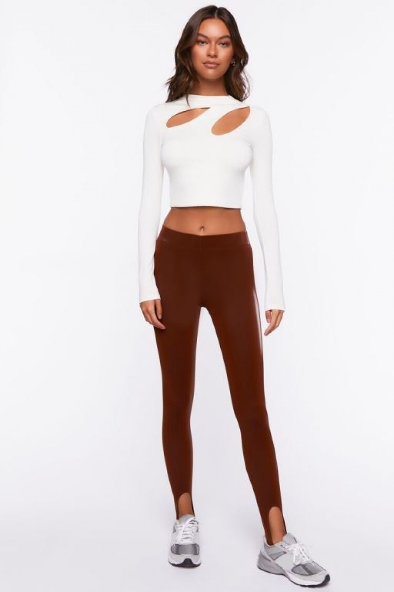 Leggins Forever 21 Faux Cuero Stirrup Mujer Chocolate | 6anctIf5SCh