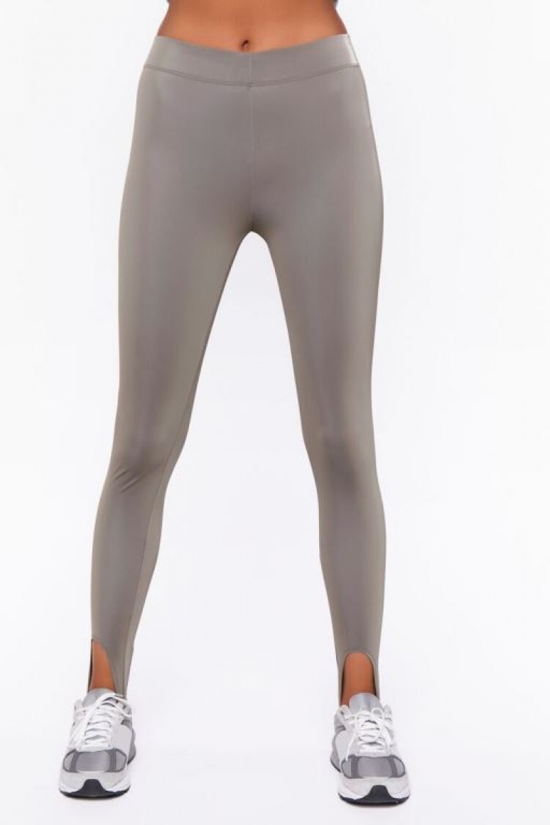 Leggins Forever 21 Faux Cuero Stirrup Mujer Gris | wiDDwesWrAH