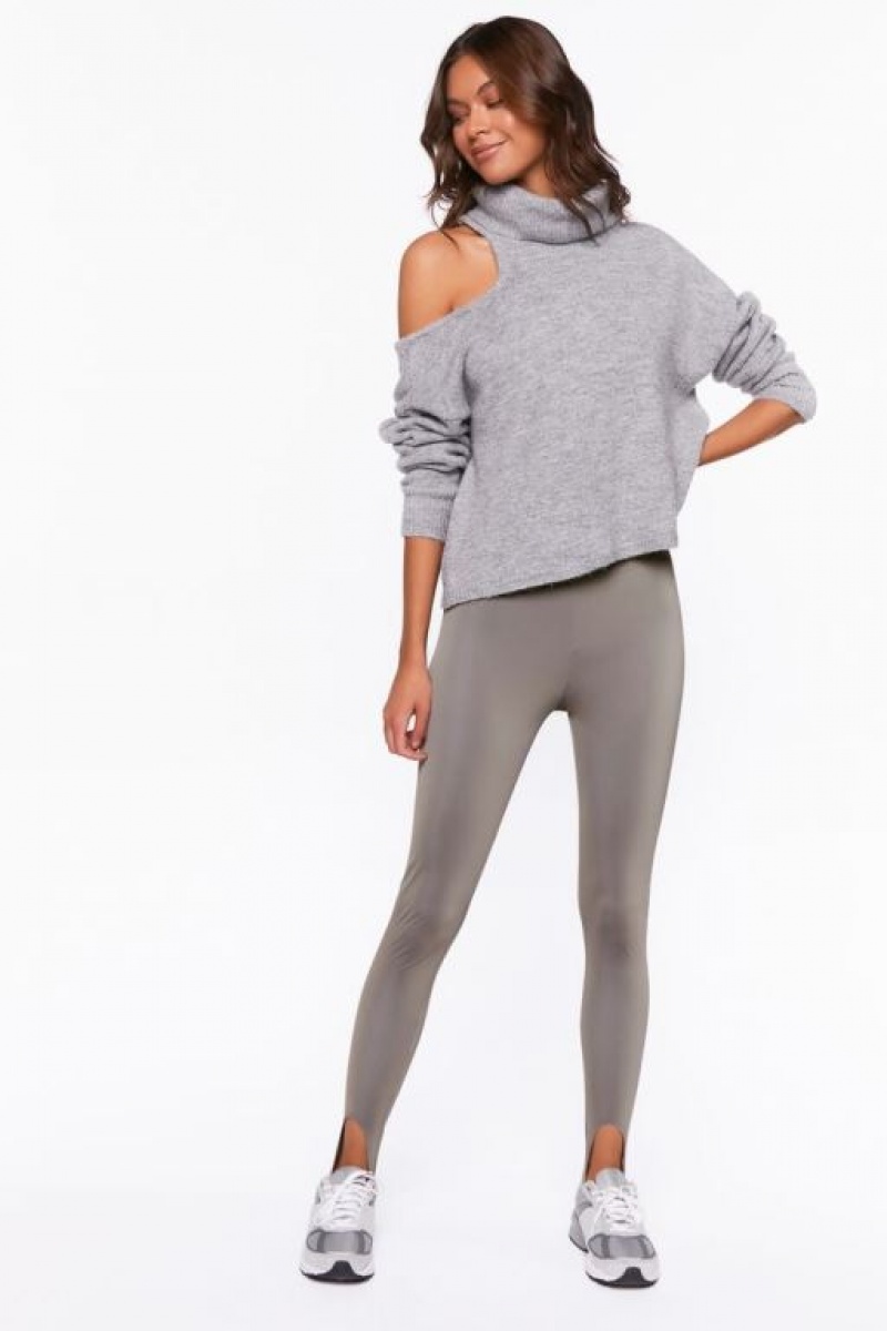 Leggins Forever 21 Faux Cuero Stirrup Mujer Gris | wiDDwesWrAH