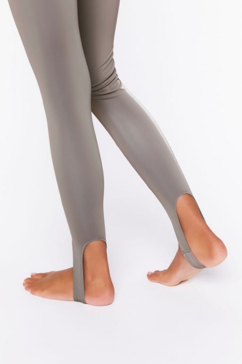 Leggins Forever 21 Faux Cuero Stirrup Mujer Gris | wiDDwesWrAH