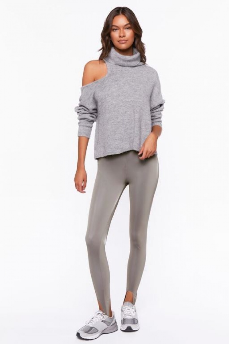 Leggins Forever 21 Faux Cuero Stirrup Mujer Gris | wiDDwesWrAH