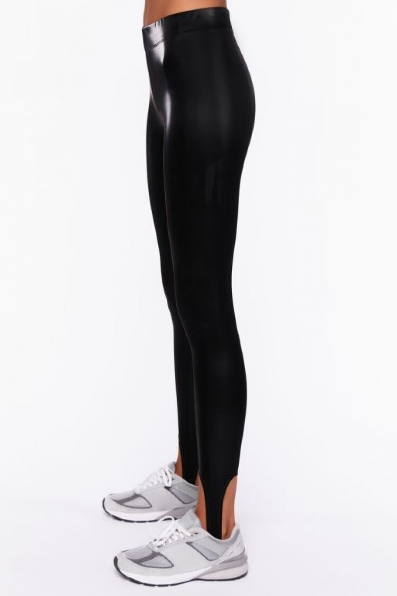 Leggins Forever 21 Faux Cuero Stirrup Mujer Negras | qzZA8czPDk0