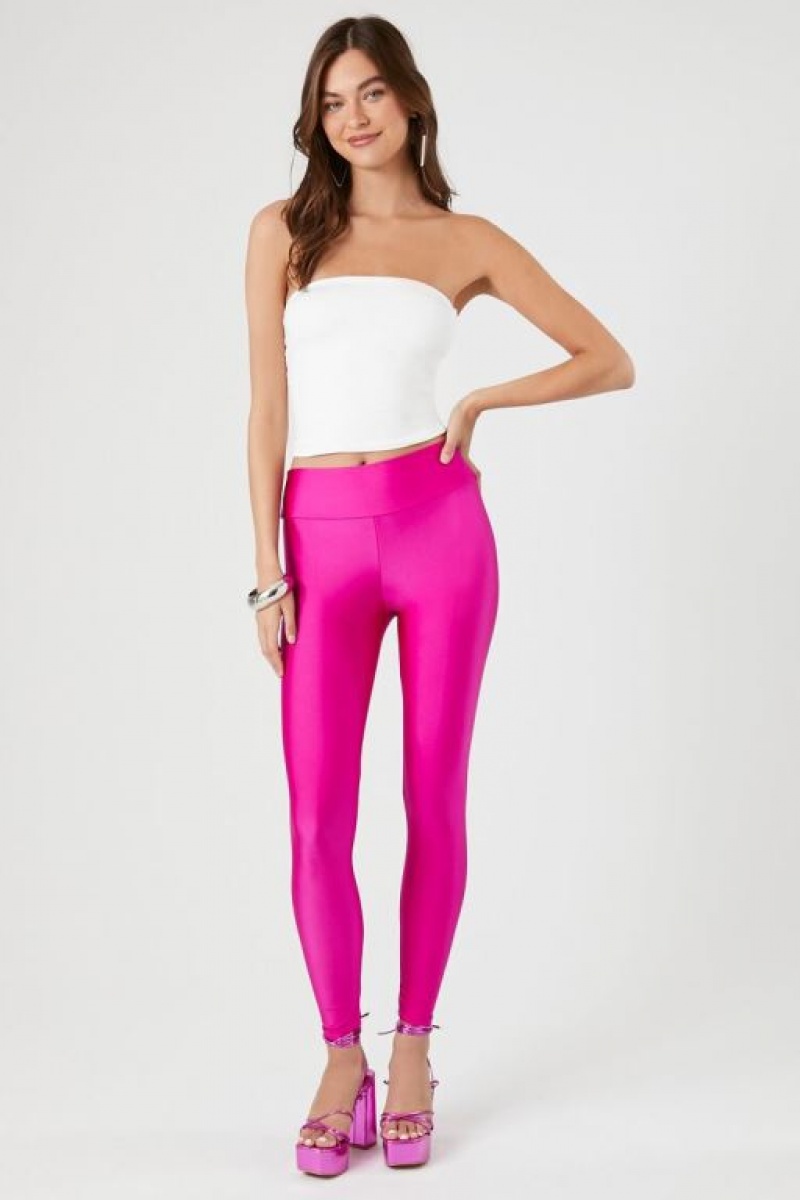 Leggins Forever 21 High Rise Ankle Mujer Fucsia | MXAZlx5Jw0m