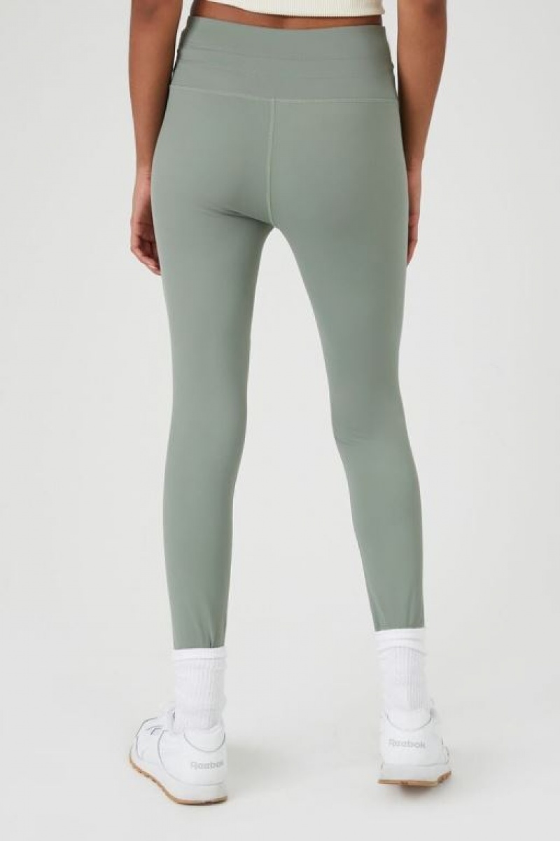 Leggins Forever 21 High Rise Drawstring Mujer Verde Oliva | hFlk8r61AKG