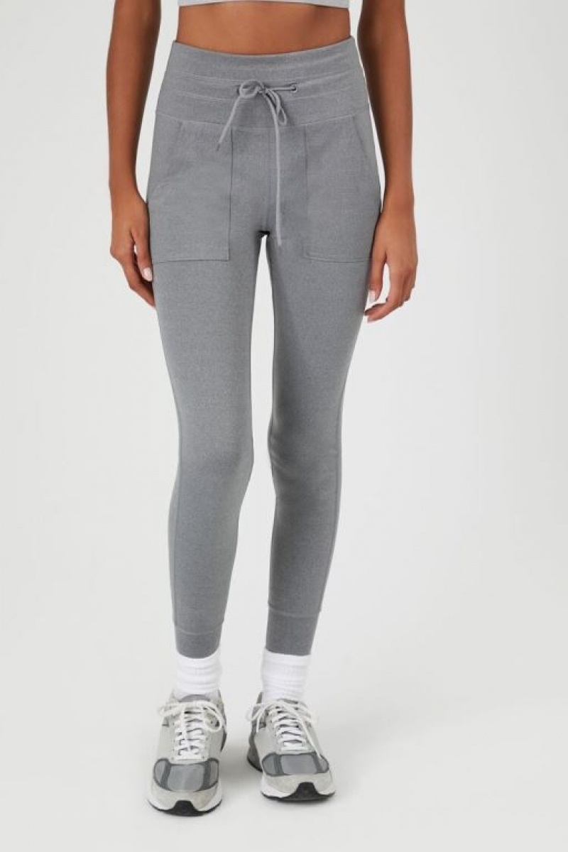 Leggins Forever 21 High Rise Drawstring Mujer Gris | ApuuJcsx7la