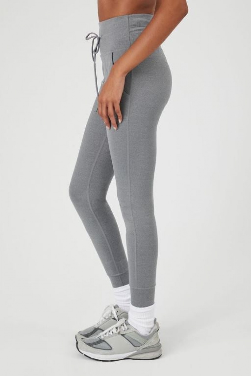 Leggins Forever 21 High Rise Drawstring Mujer Gris | ApuuJcsx7la