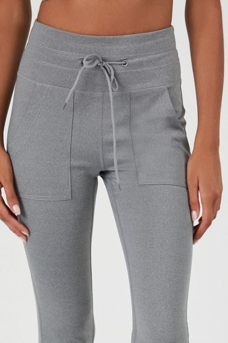 Leggins Forever 21 High Rise Drawstring Mujer Gris | ApuuJcsx7la