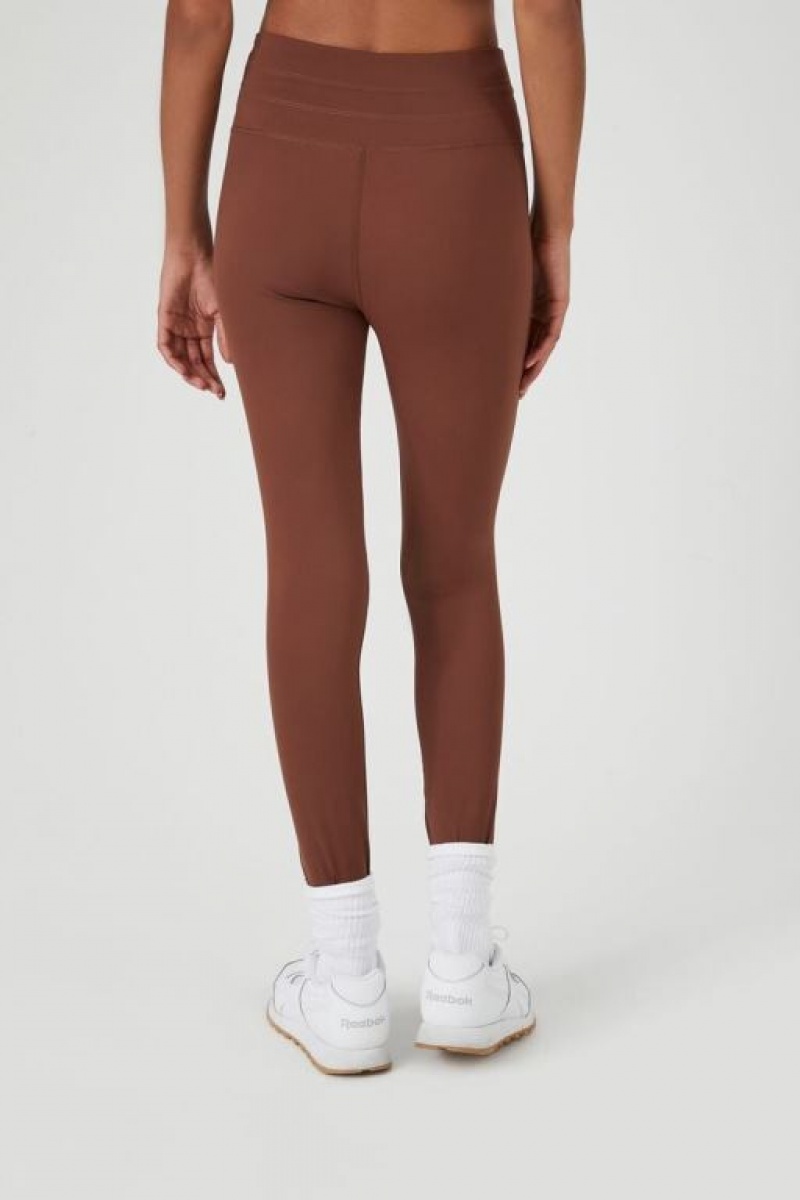 Leggins Forever 21 High Rise Drawstring Mujer Chocolate | D8N2iLYDCl9