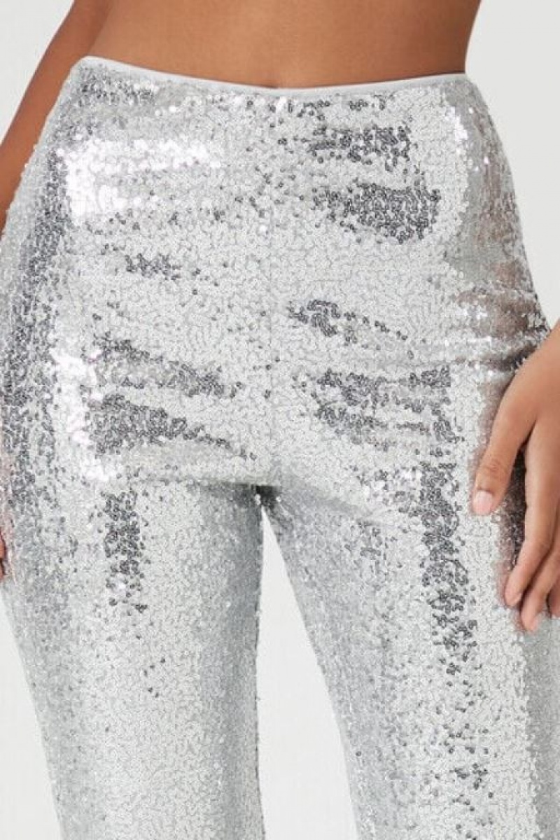 Leggins Forever 21 High Rise Sequin Mujer Plateadas | edP8IYJp4j0