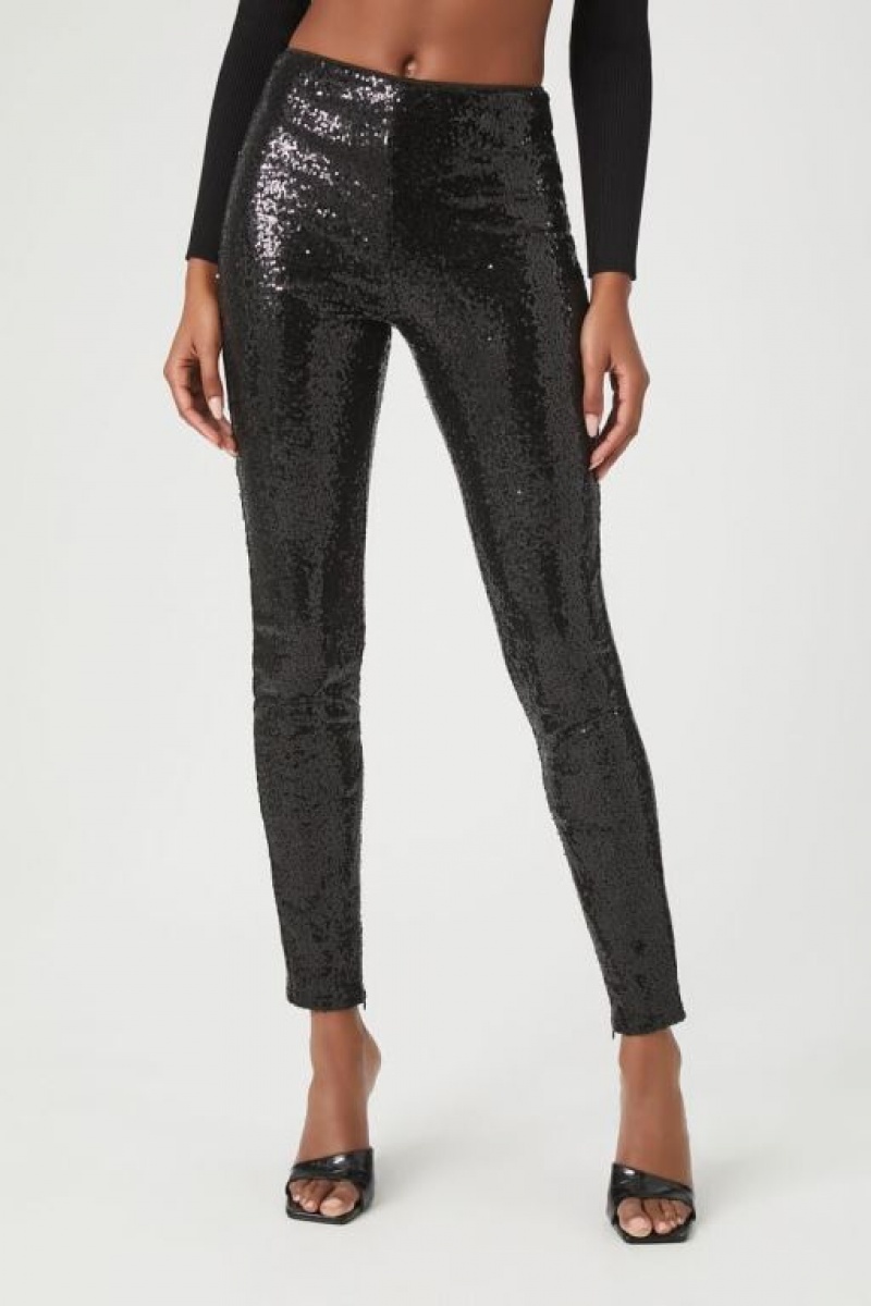 Leggins Forever 21 High Rise Sequin Mujer Negras | voyRUWw4rBY