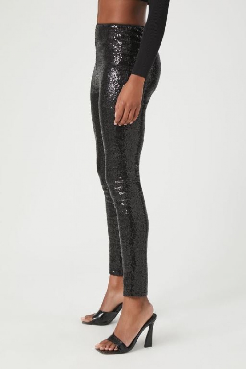 Leggins Forever 21 High Rise Sequin Mujer Negras | voyRUWw4rBY