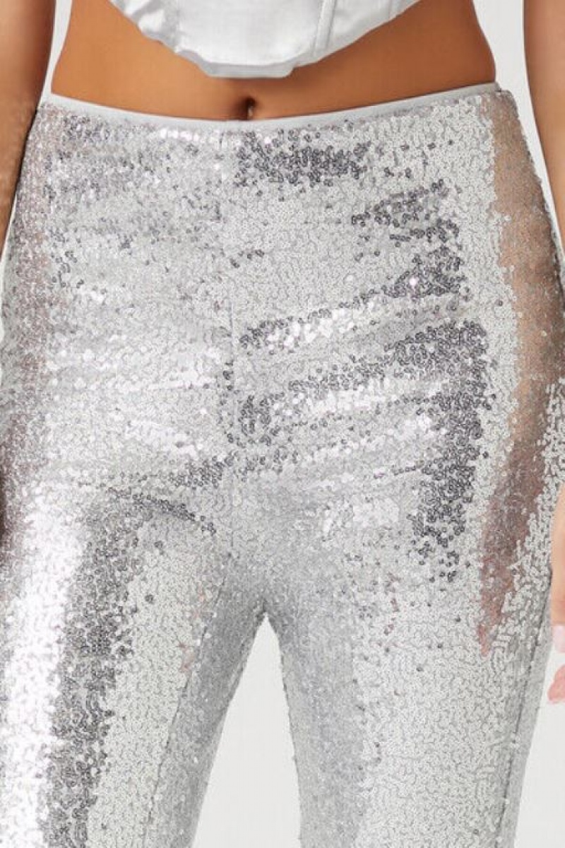 Leggins Forever 21 High Rise Sequin Mujer Plateadas | DY8sAqviiPD