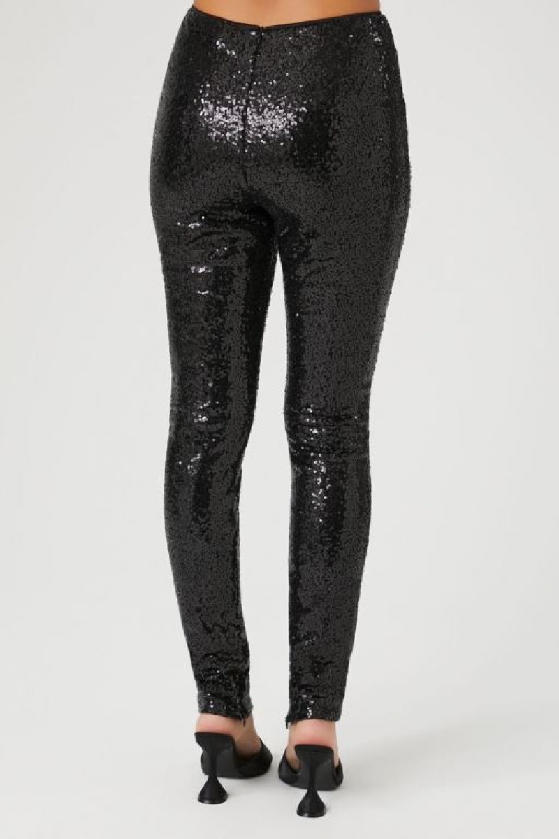 Leggins Forever 21 High Rise Sequin Mujer Negras | ZSYDxEEhwLm