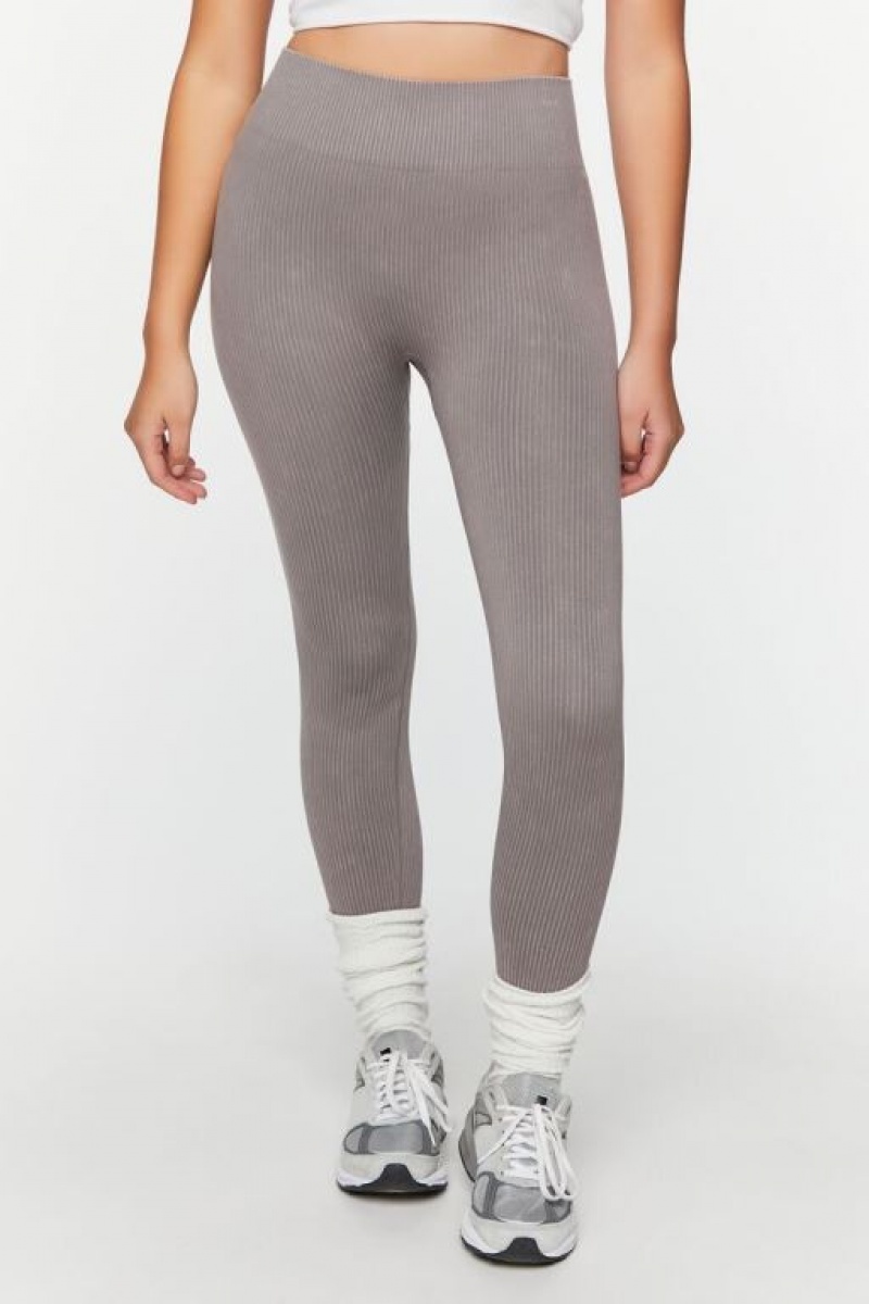 Leggins Forever 21 Mineral Wash Acanalado Mujer Gris | YgSVNzNMij1