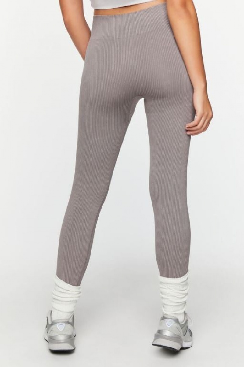 Leggins Forever 21 Mineral Wash Acanalado Mujer Gris | YgSVNzNMij1