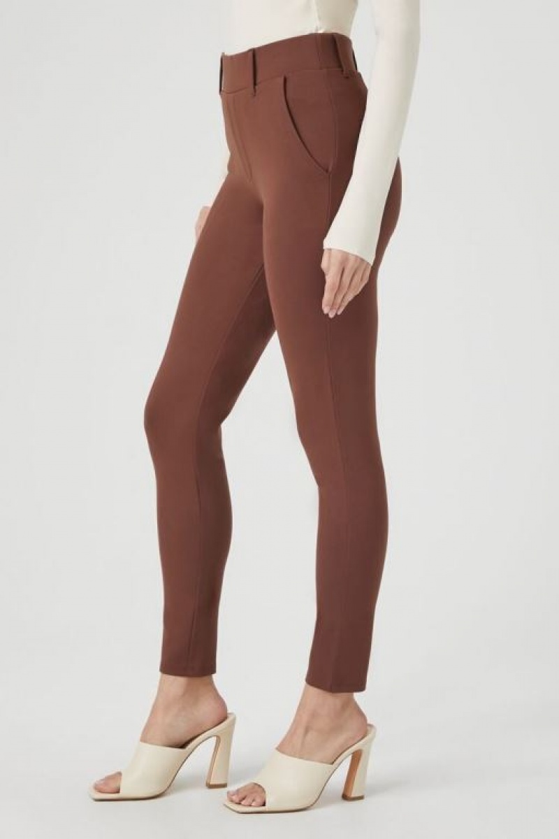 Leggins Forever 21 Ponte Knit Capri Mujer Marrones | iM5yuwHFHfK