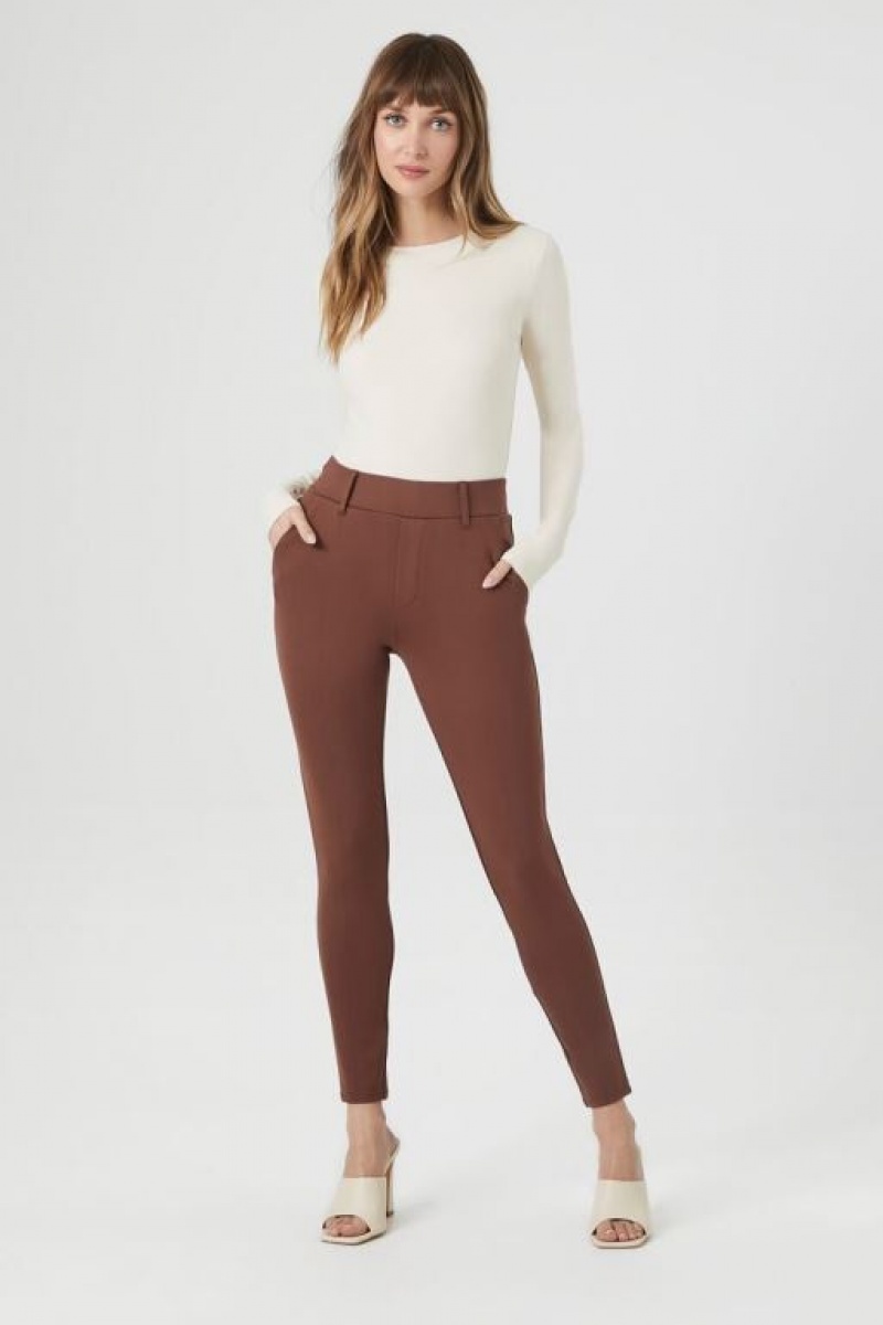 Leggins Forever 21 Ponte Knit Capri Mujer Marrones | iM5yuwHFHfK