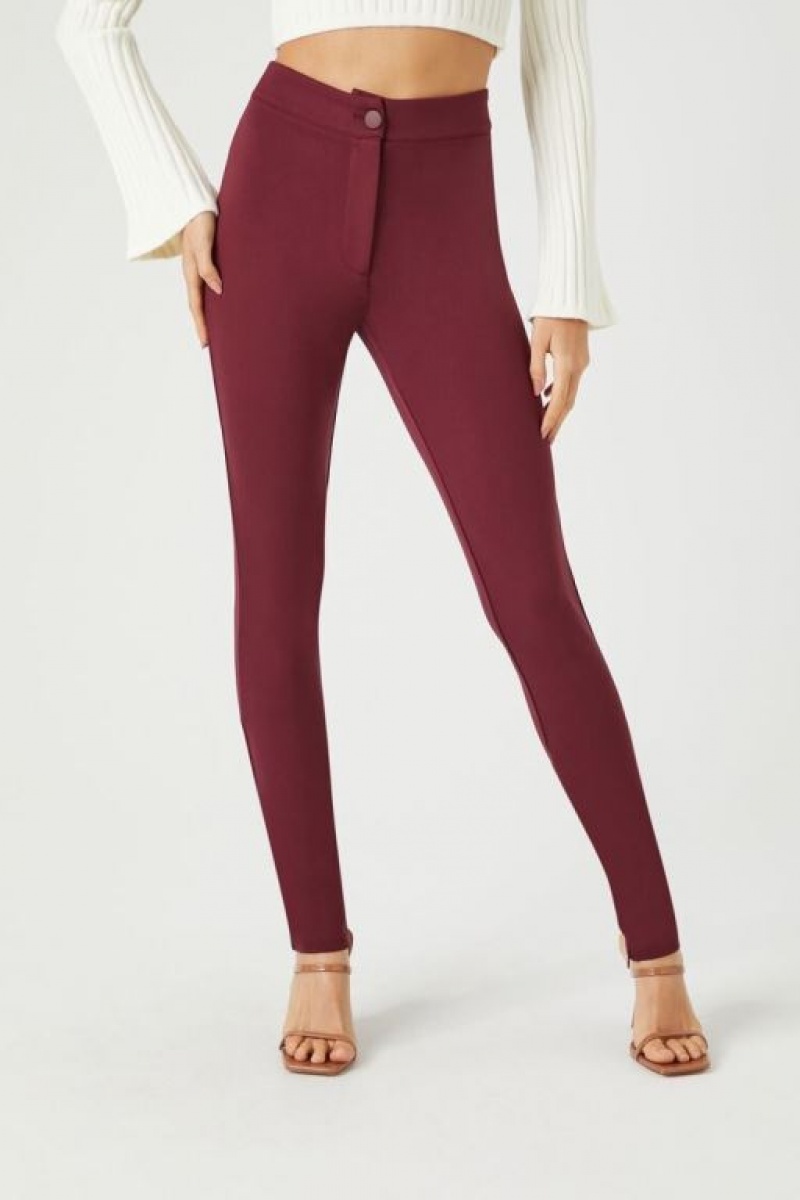 Leggins Forever 21 Ponte Knit High Rise Mujer Burdeos | Mm0395GXF81