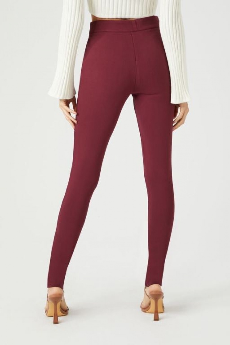 Leggins Forever 21 Ponte Knit High Rise Mujer Burdeos | Mm0395GXF81