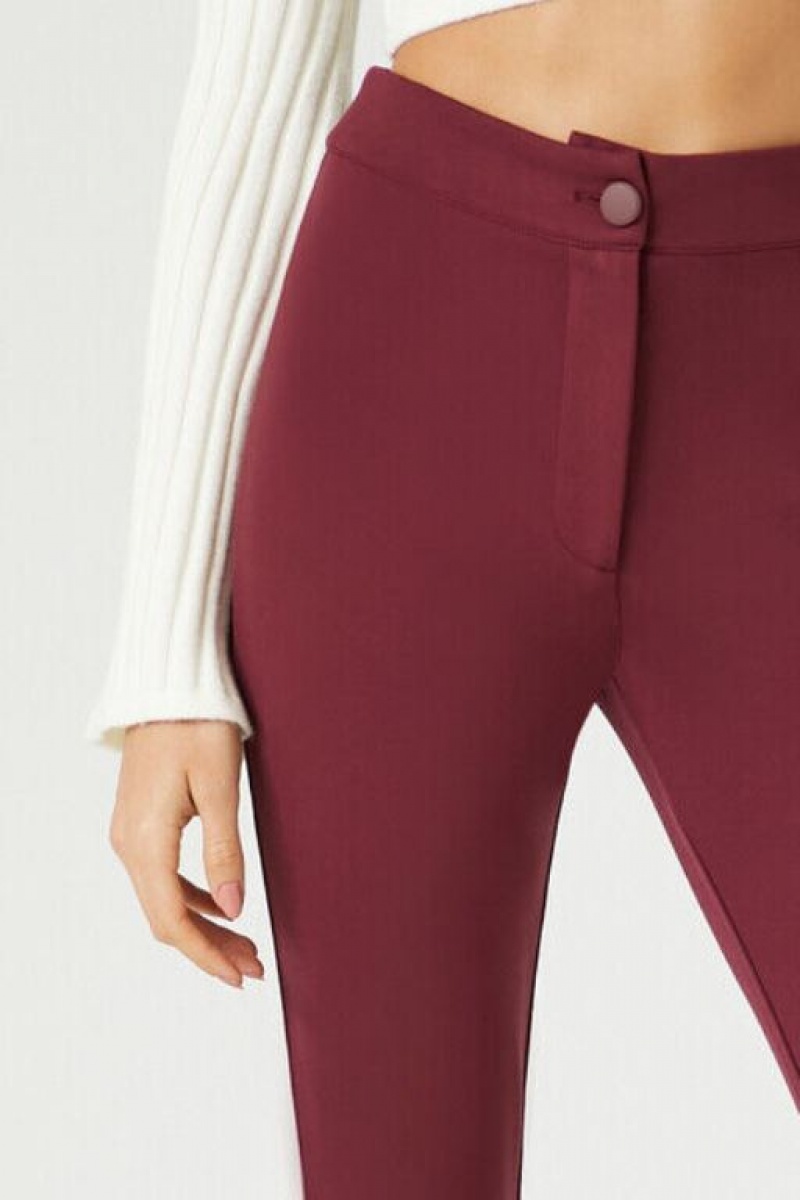 Leggins Forever 21 Ponte Knit High Rise Mujer Burdeos | Mm0395GXF81