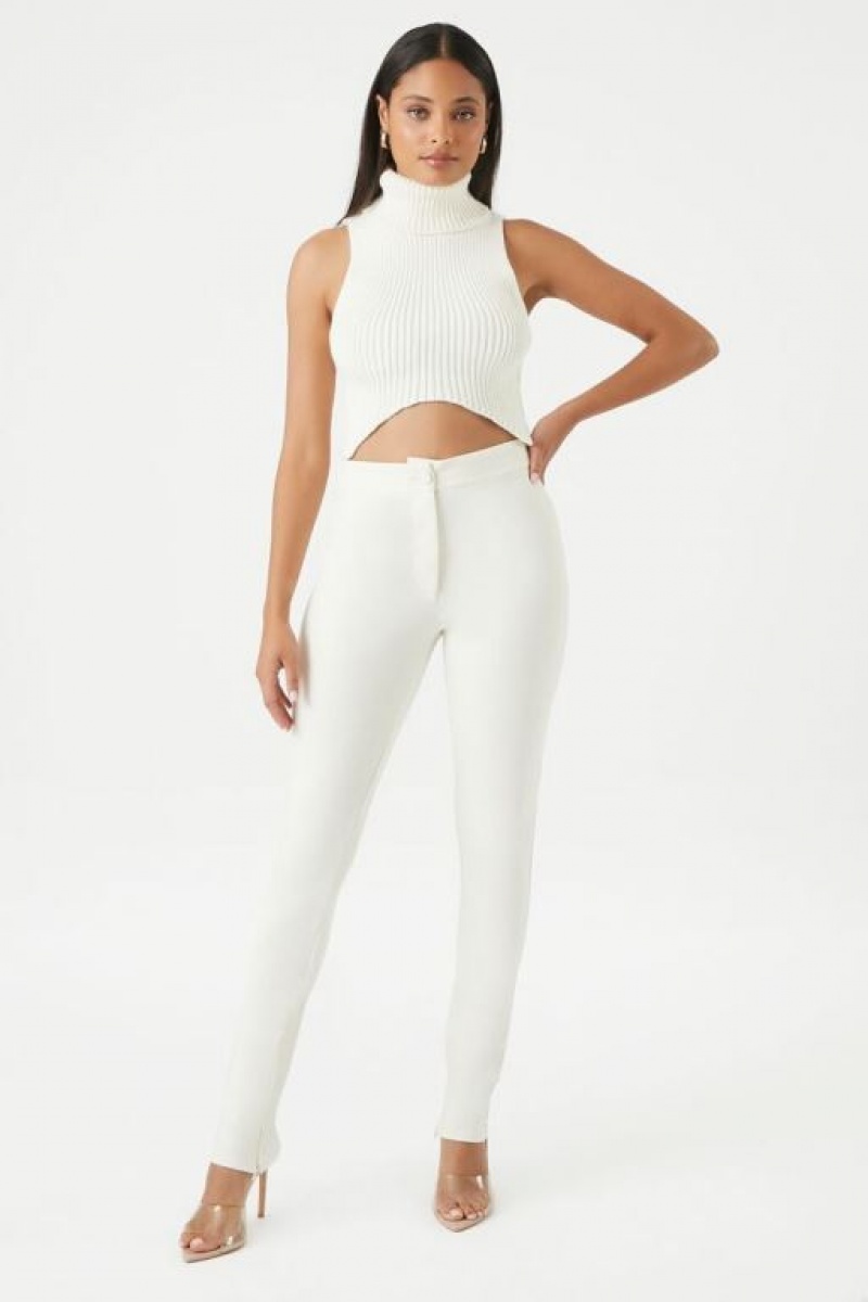 Leggins Forever 21 Ponte Knit High Rise Mujer Blancas | yMabPKR7UvR