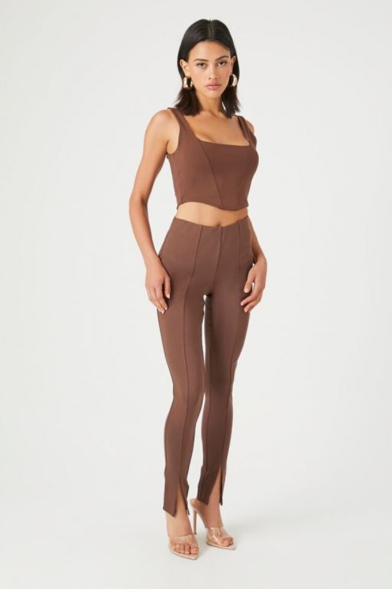 Leggins Forever 21 Ponte Knit High Rise Mujer Chocolate | z7X46k7rE1I