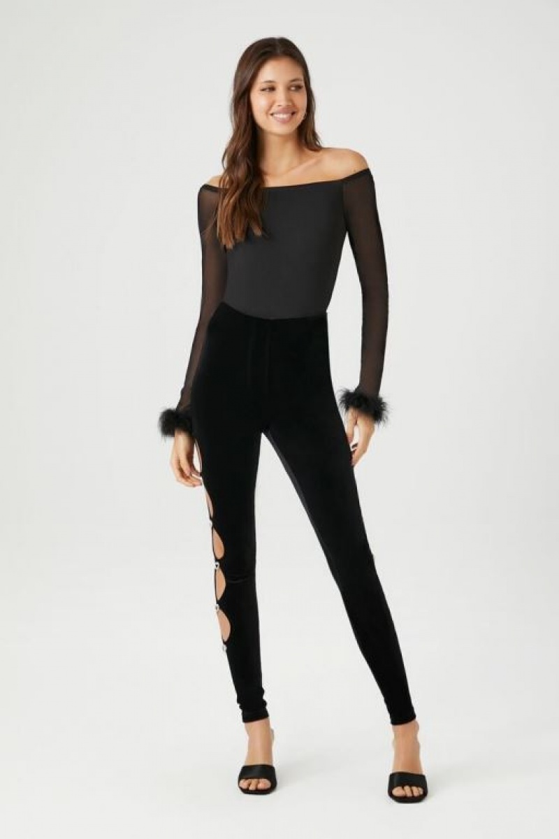 Leggins Forever 21 Rhinestone Heart Cutout Mujer Negras | qPK3NjSpEkc