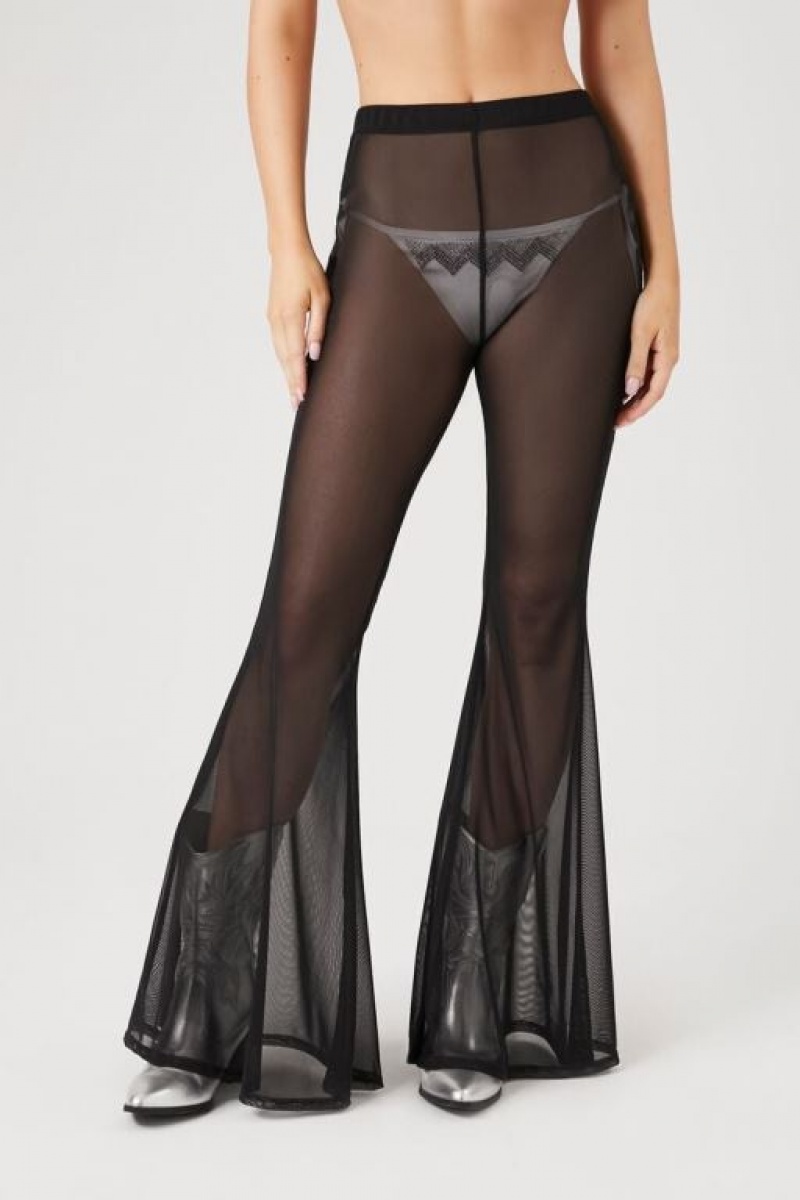 Leggins Forever 21 Sheer Mesh Flare Mujer Negras | GeOGCfet2l4