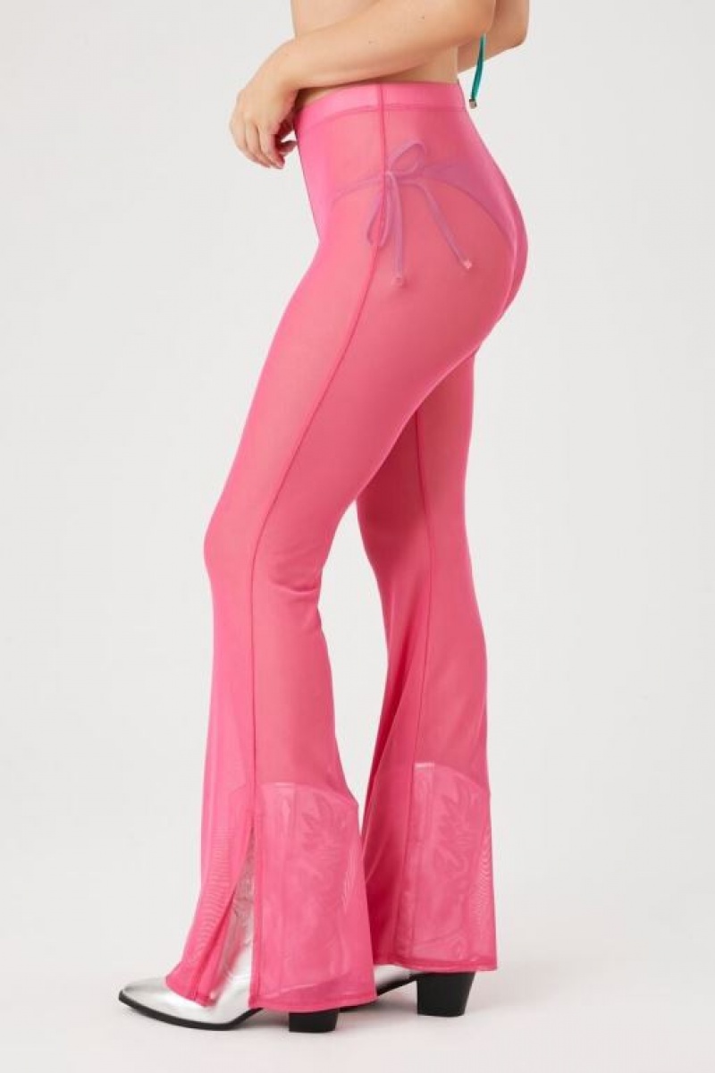 Leggins Forever 21 Sheer Mesh Flare Mujer Fucsia | iIh0bLAgxFY