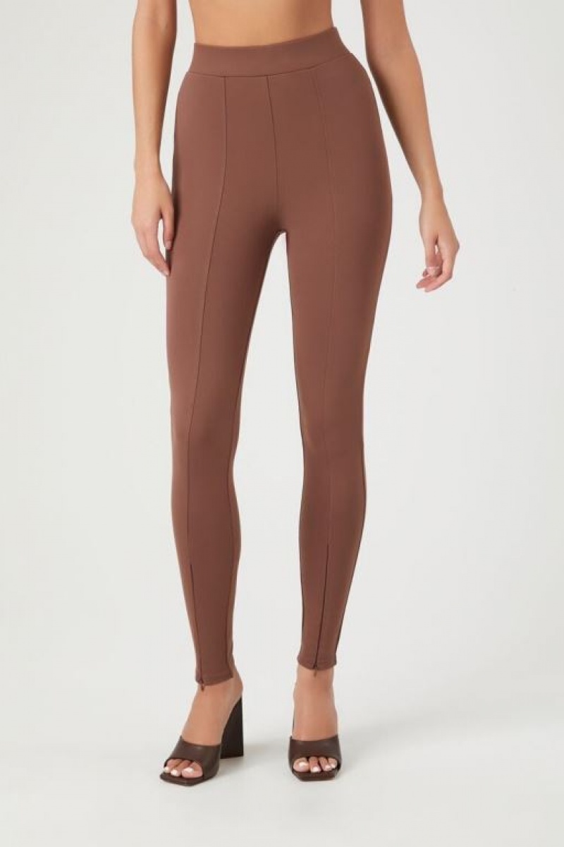 Leggins Forever 21 Split Hem Ponte Knit Mujer Chocolate | 80QtTLqKdyE