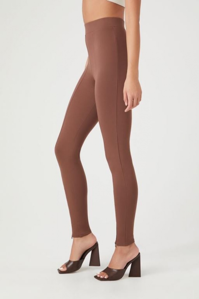 Leggins Forever 21 Split Hem Ponte Knit Mujer Chocolate | 80QtTLqKdyE