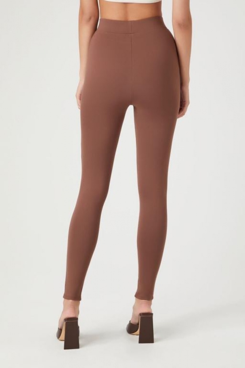 Leggins Forever 21 Split Hem Ponte Knit Mujer Chocolate | 80QtTLqKdyE