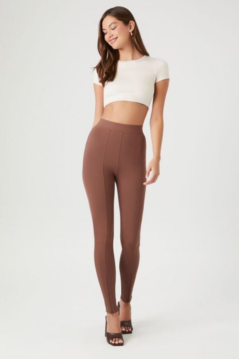 Leggins Forever 21 Split Hem Ponte Knit Mujer Chocolate | 80QtTLqKdyE