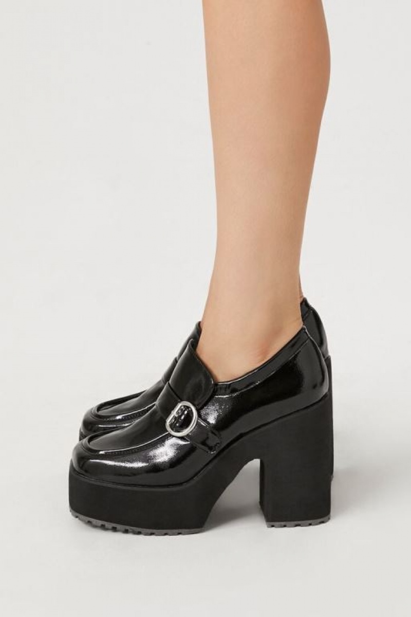 Mocasines Forever 21 Buckled Platform Loafer Heels Mujer Negras | 1bUIFfOpGru