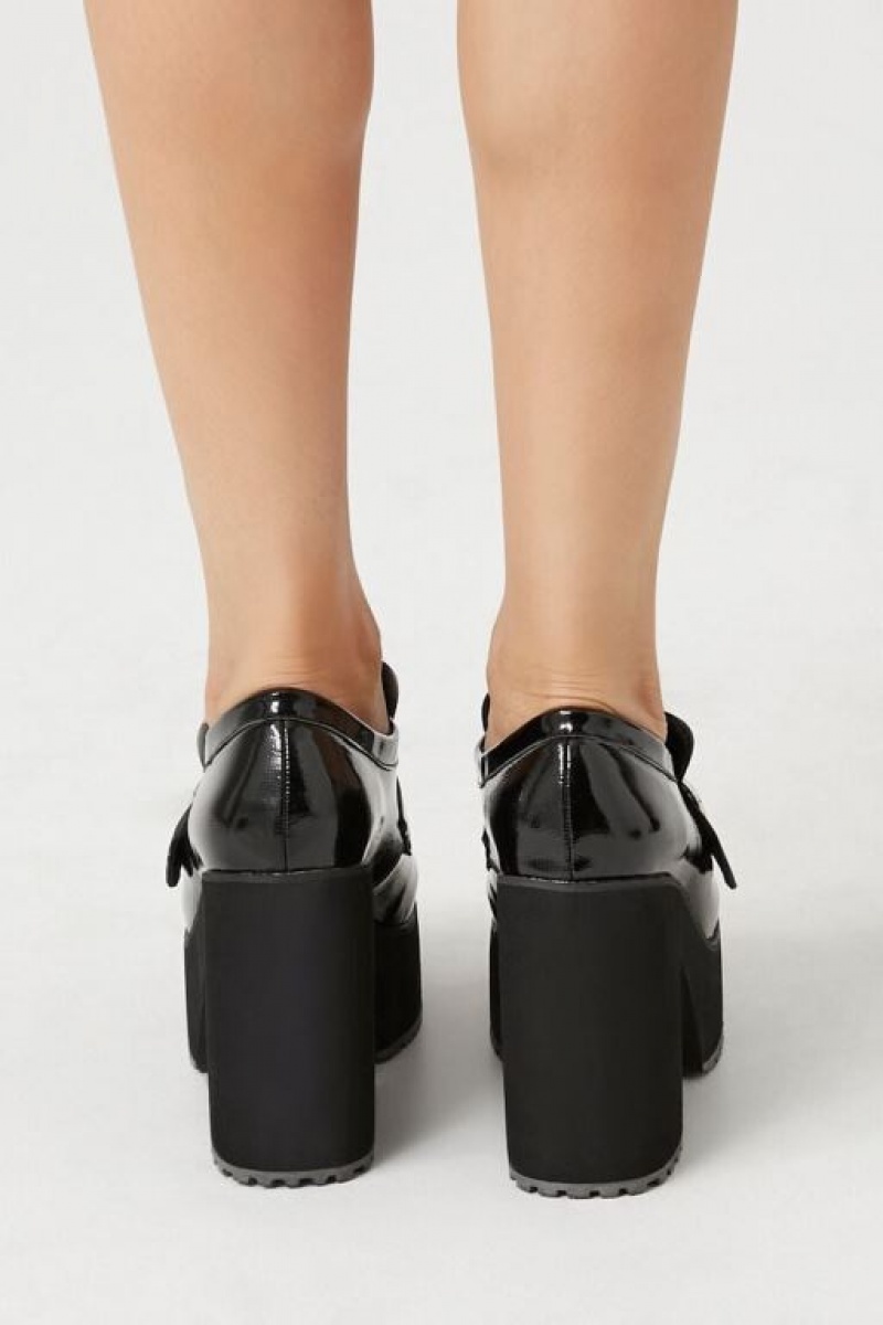 Mocasines Forever 21 Buckled Platform Loafer Heels Mujer Negras | 1bUIFfOpGru