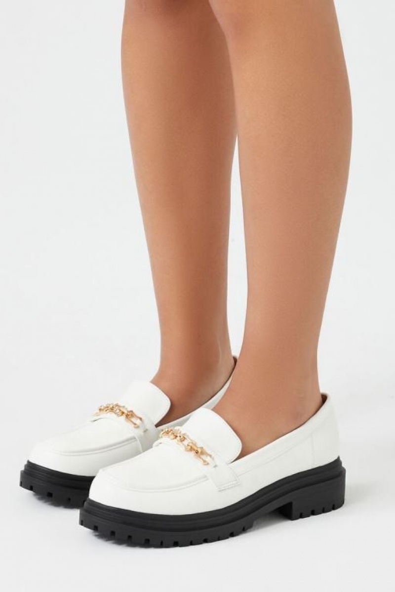 Mocasines Forever 21 Faux Cuero Lug Sole Mujer Blancas | F2qLsLu8rar