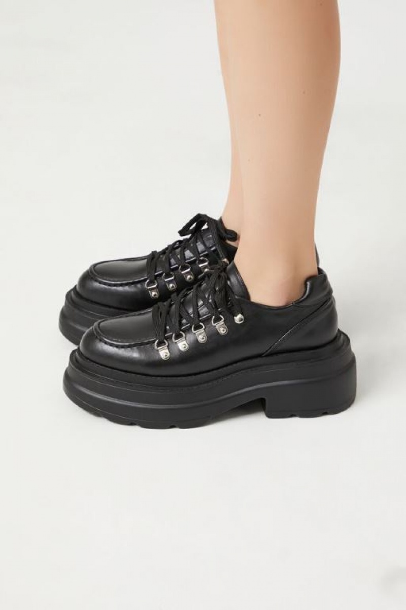 Mocasines Forever 21 Faux Cuero Lug Sole Oxfords Mujer Negras | dmyTMnzJGjG