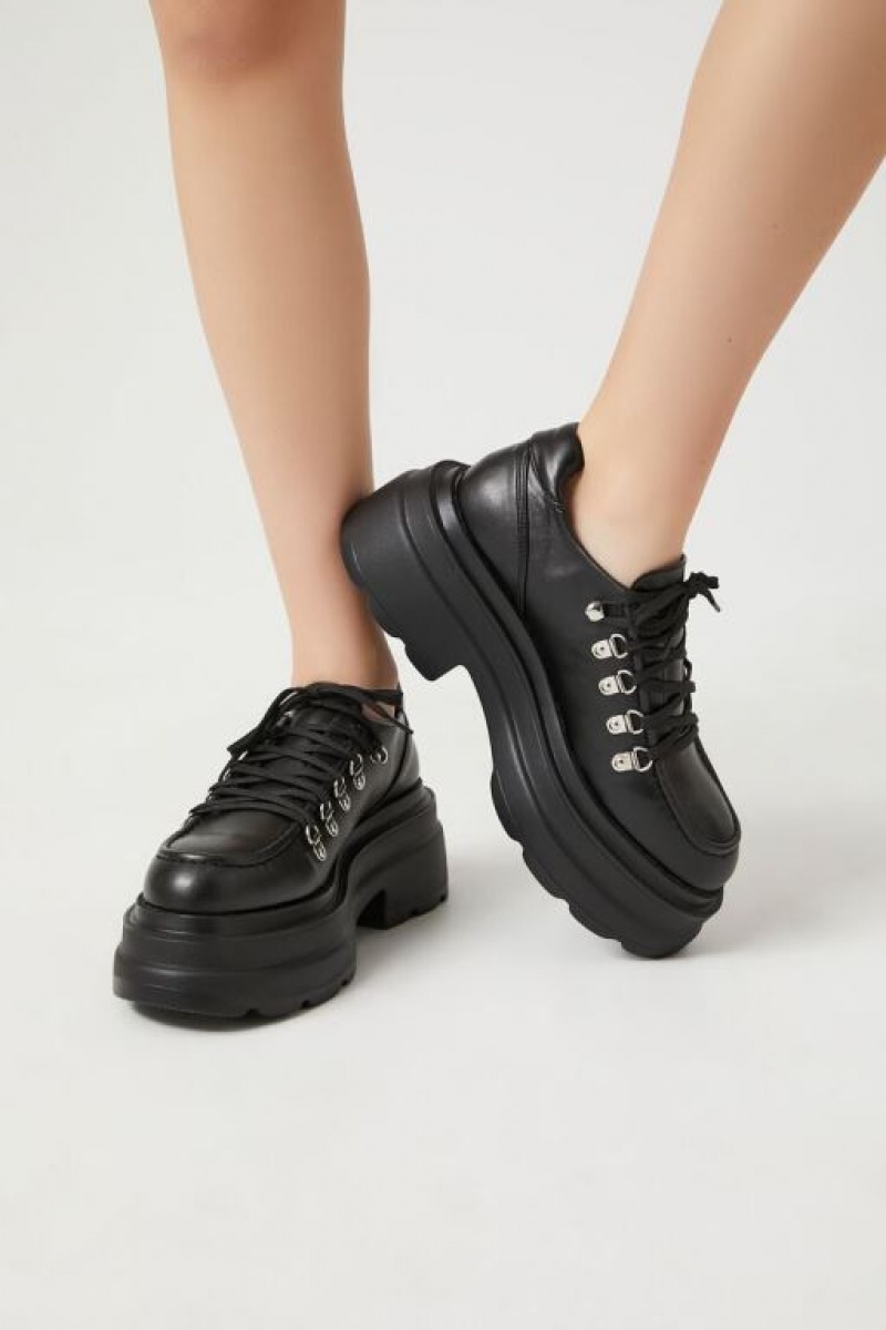 Mocasines Forever 21 Faux Cuero Lug Sole Oxfords Mujer Negras | dmyTMnzJGjG