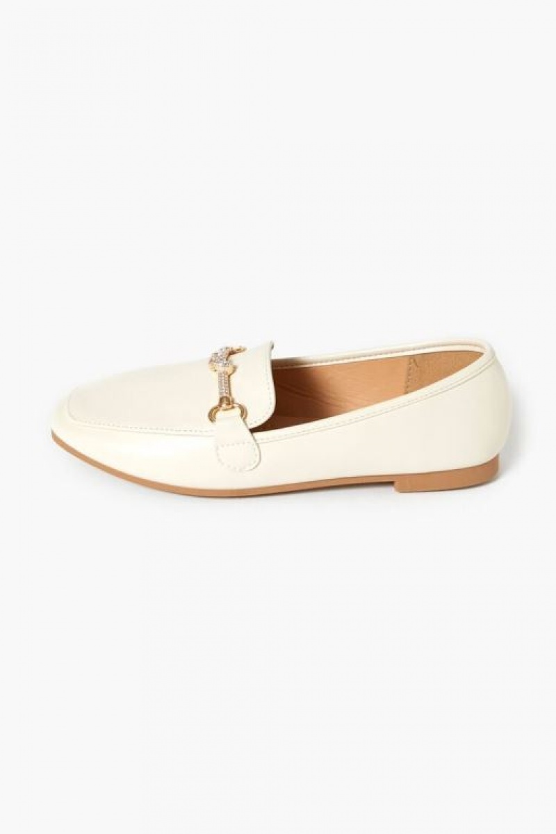 Mocasines Forever 21 Faux Cuero Rhinestone Mujer Beige | qTvHYtLLsDl