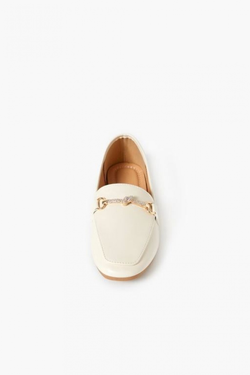 Mocasines Forever 21 Faux Cuero Rhinestone Mujer Beige | qTvHYtLLsDl