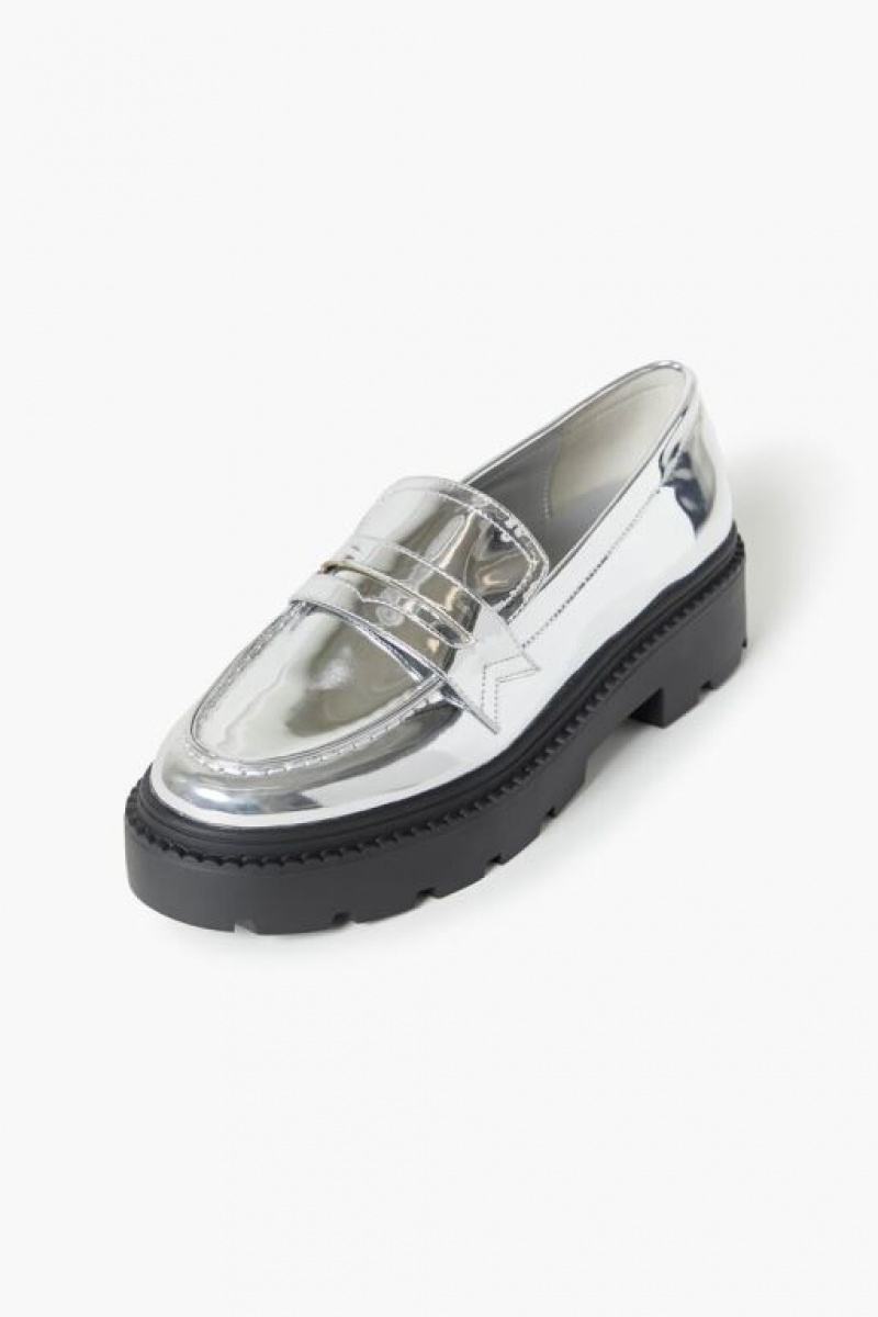 Mocasines Forever 21 Metallic Lug Sole Mujer Plateadas | xMYOggyvtYG