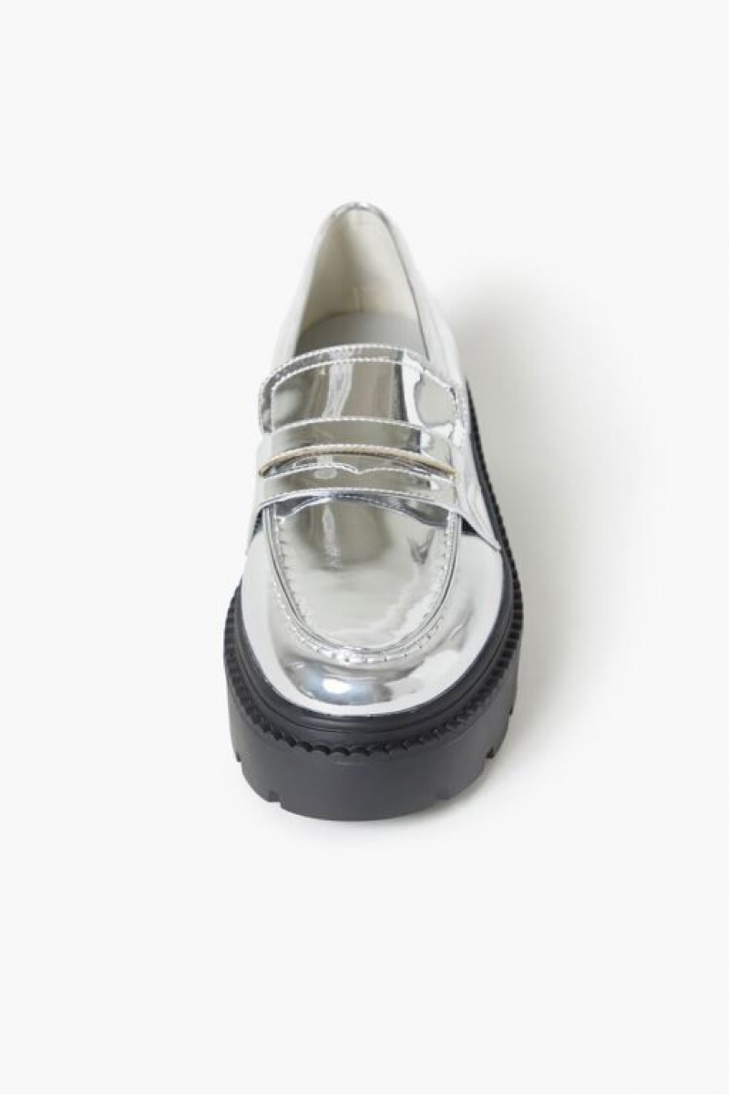 Mocasines Forever 21 Metallic Lug Sole Mujer Plateadas | xMYOggyvtYG