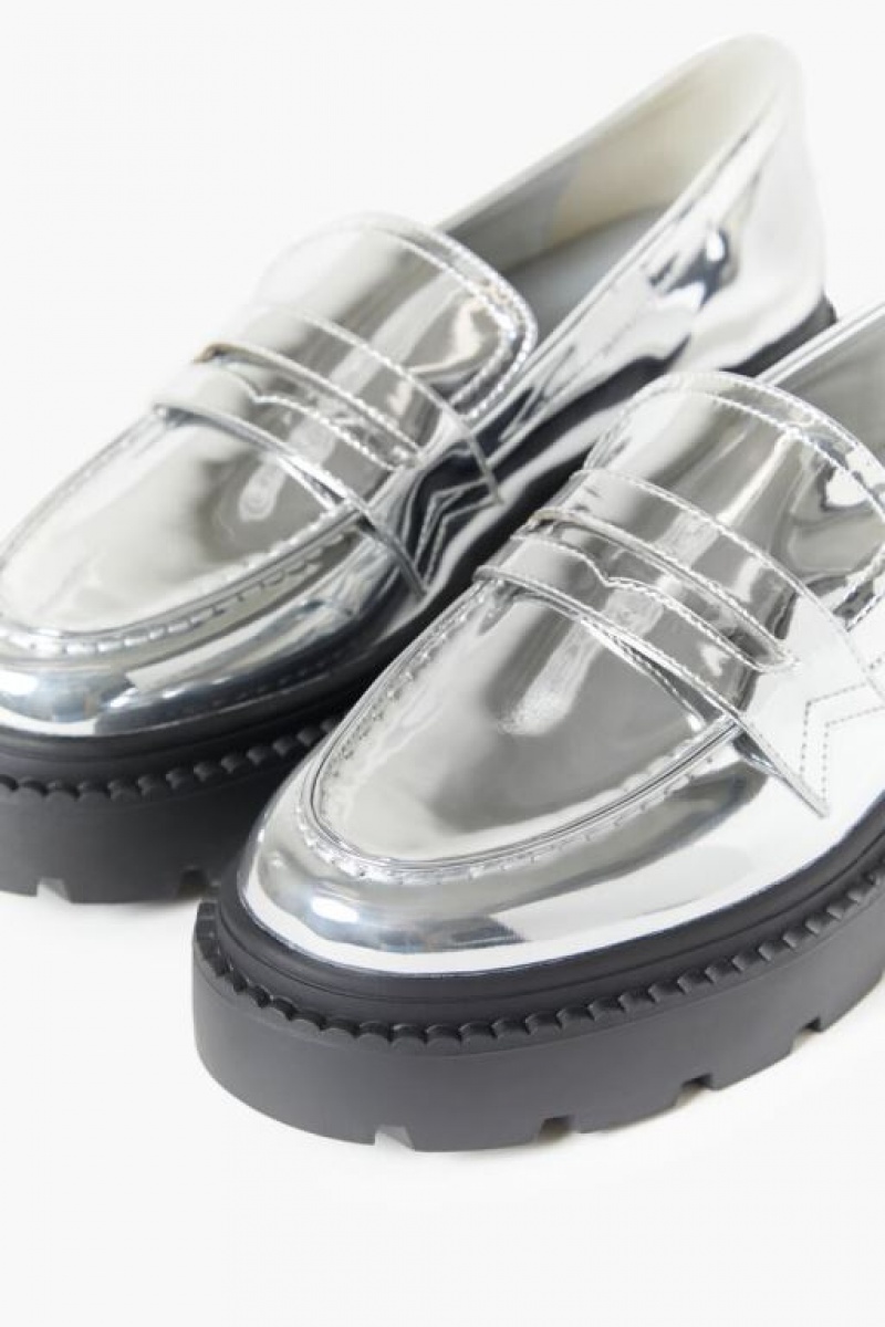 Mocasines Forever 21 Metallic Lug Sole Mujer Plateadas | xMYOggyvtYG