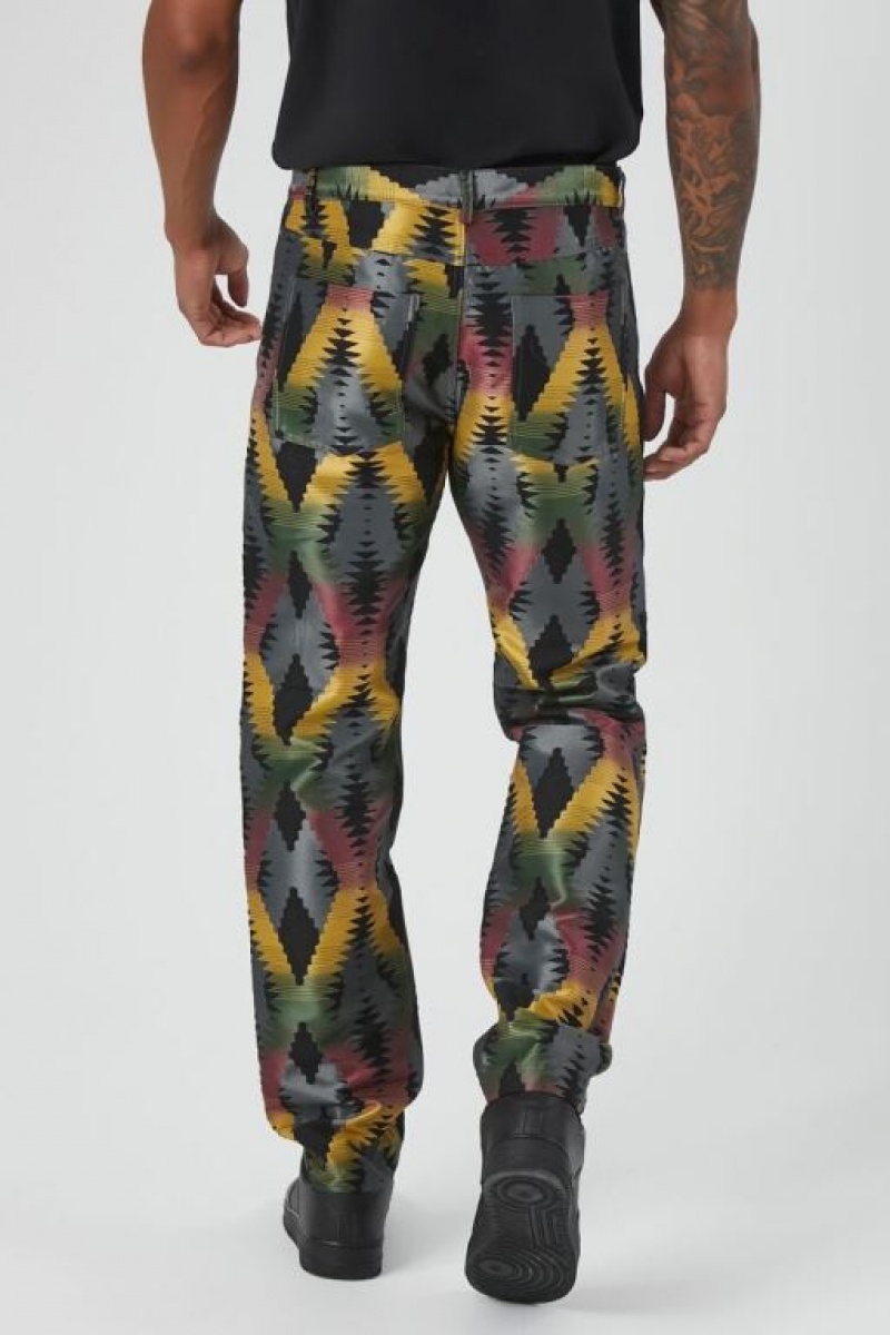 Pantalon Forever 21 Abstract Geo Print Slim Fit Hombre Gris Multicolor | oXGTszJ7rQB